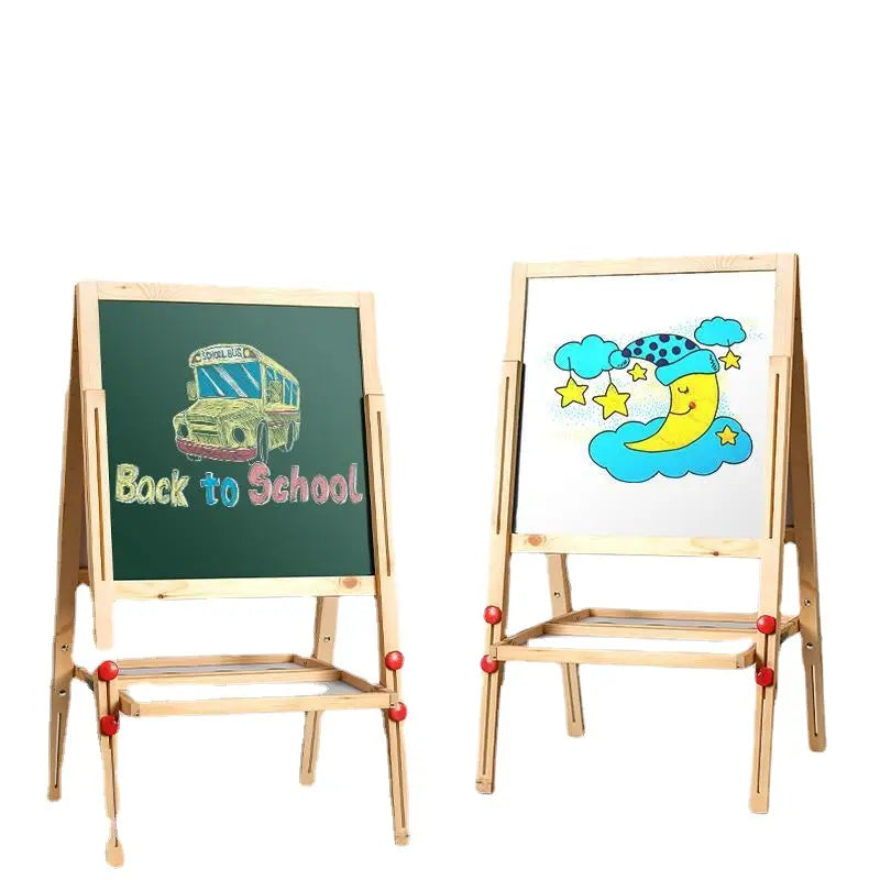 First Impressions Children's Solid Wood Art Easel (2nd Edition) Dry Erase Board and Magnetic Chalk Board Includes Numbers, Letters, Markers, Chalk & E